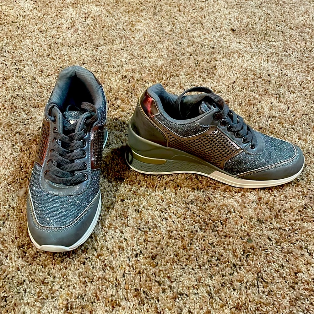 Silver Sneakers with Wedge Heel